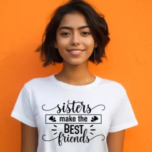 White Round Neck Tshirt For Sister