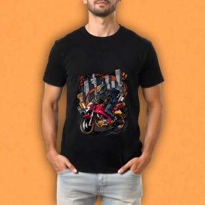 Cool Bike Rider Print T-Shirt
